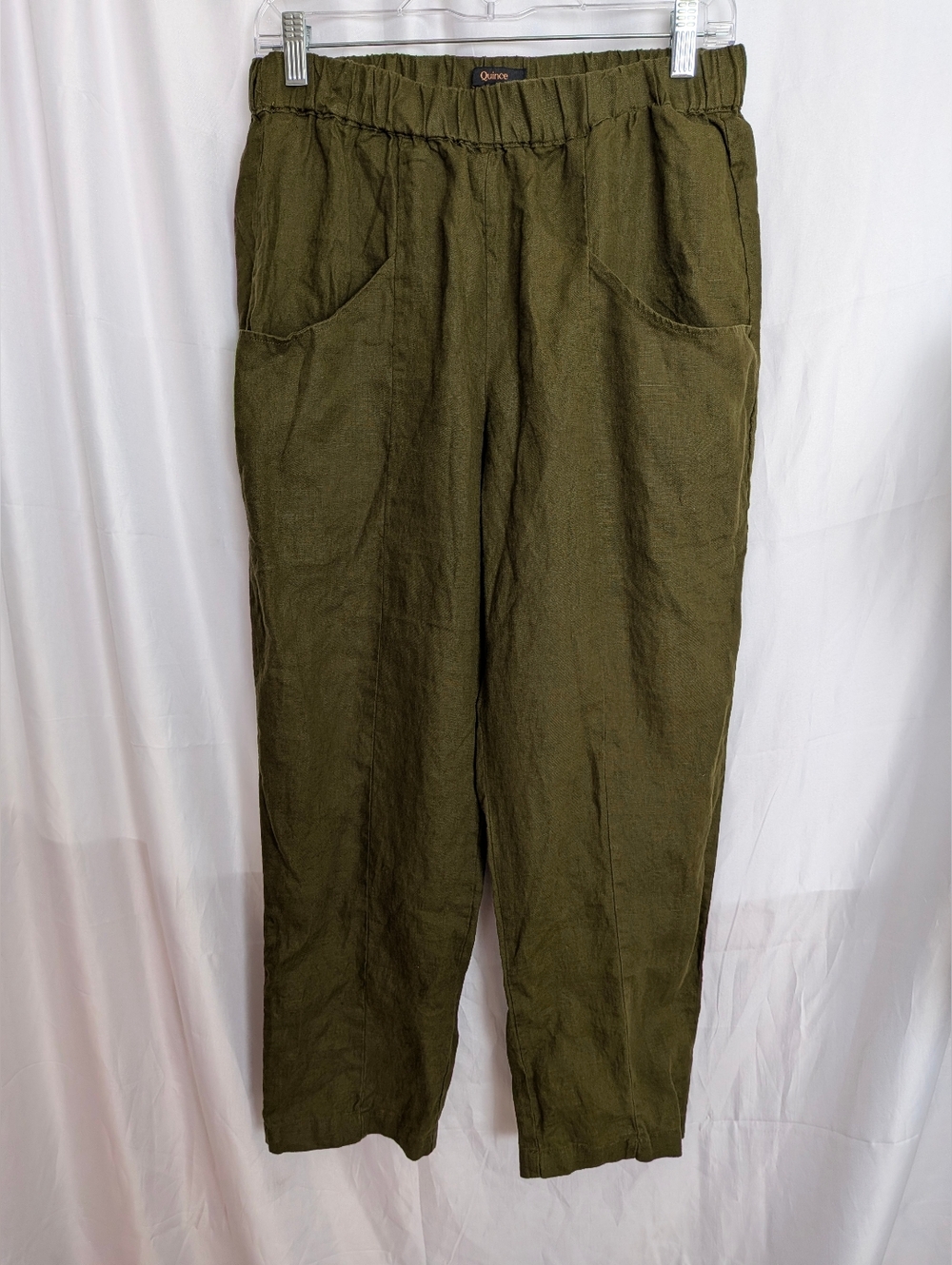 Quince Olive 100% European Linen Tapered Ankle Pants Size Medium - Picture 3 of 7